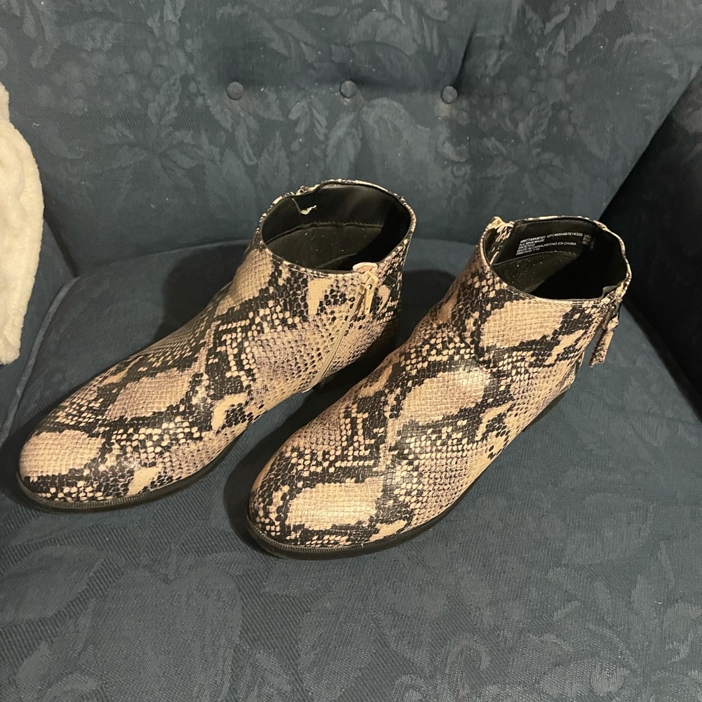 Snakeskin booties